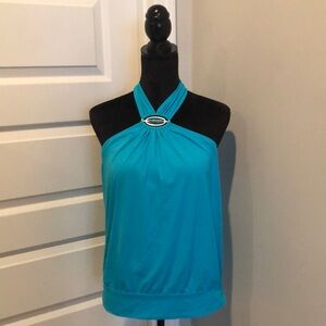 Turquoise Halter swim Top with Silver Accent